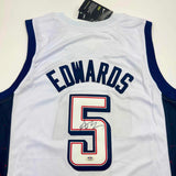 Autographed/Signed Anthony Edwards United States USA White Jersey PSA COA