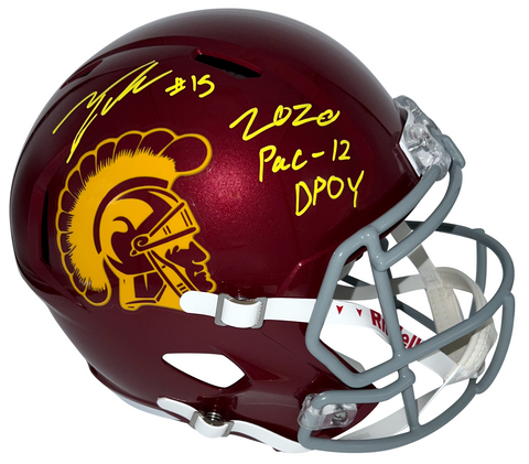 TALANOA HUFANGA SIGNED USC TROJANS FULL SIZE SPEED HELMET W/ 2020 PAC-12 DPOY