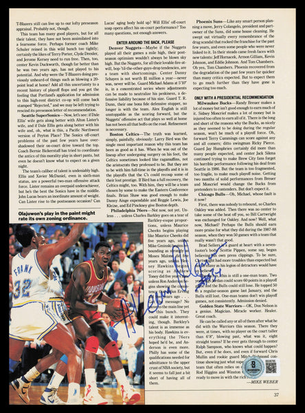 Hakeen Olajuwon Autographed 8x11 Magazine Page Photo Rockets Beckett QR #BS36785