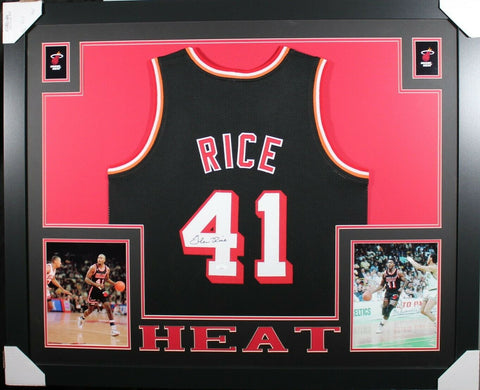 GLEN RICE (Heat black SKYLINE) Signed Autographed Framed Jersey JSA