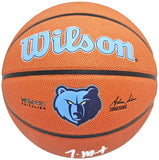 JA MORANT AUTOGRAPHED COMPOSITE LEATHER GRIZZLIES LOGO BASKETBALL BECKETT 218618