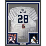 Framed Signed Sparky Lyle 35x39 New York Pinstripe Jersey JSA COA