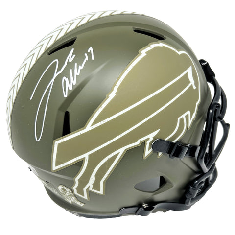 Josh Allen Buffalo Bills Signed Riddell Salute to Service Replica Helmet BAS
