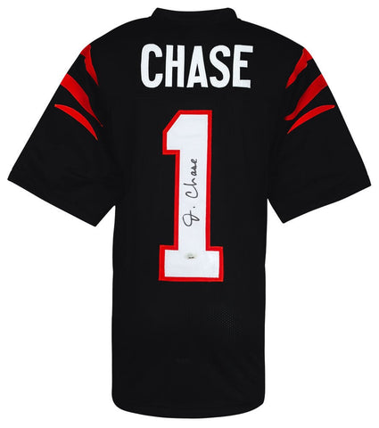 Ja'Marr Chase Signed Black Custom Football Jersey - (JSA)