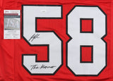 Jessie Tuggle Signed Atlanta Falcons Red Jersey Inscribed "The Hammer" (JSA COA)