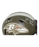 Ray Lewis Jonathan Ogden Signed Ravens Pro Salute HOF Helmet Beckett 41211
