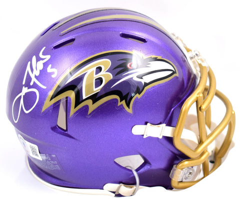 Joe Flacco Autographed Baltimore Ravens Flash Speed Mini Helmet-Beckett W Holo