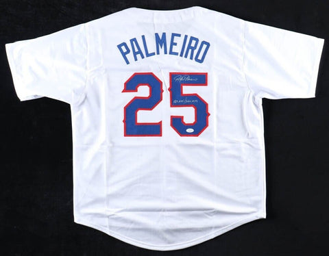 Rafael Palmeiro Signed Texas Rangers Jersey Inscribed 569 HRS/3020 Hits/ JSA COA