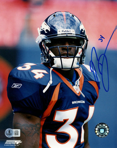 Reuben Droughns Autographed/Signed Denver Broncos 8x10 Photo Beckett 57713