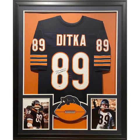 Mike Ditka Autographed Framed Chicago Bears Pitt HOF Jersey