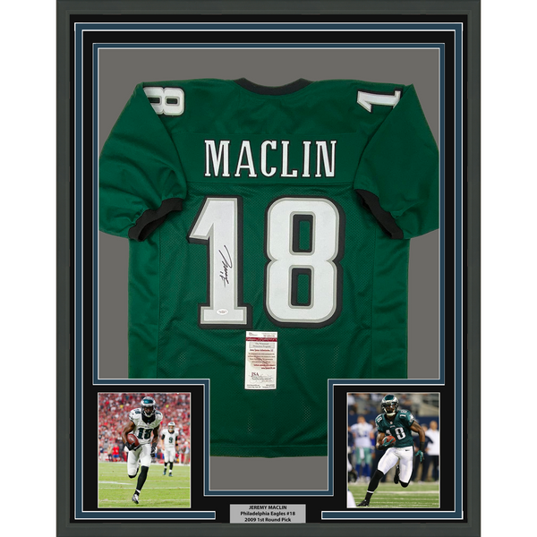 Framed Autographed/Signed Jeremy Maclin 33x42 Philadelphia Black Jersey JSA COA