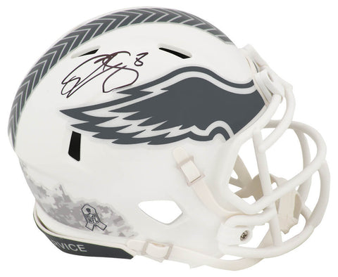 Donovan McNabb Signed Eagles 2024 SALUTE White Riddell Mini Helmet -SCHWARTZ COA