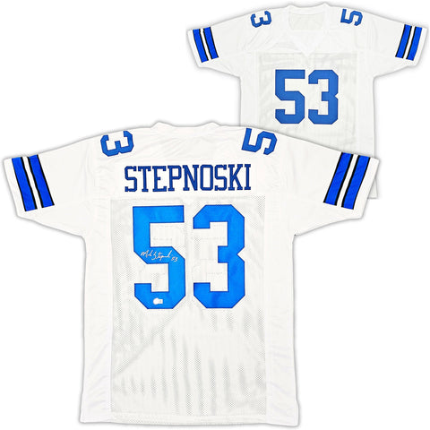 DALLAS COWBOYS MARK STEPNOSKI AUTOGRAPHED WHITE JERSEY BECKETT BAS QR 215776