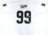 Warren Sapp Autographed White Pro Style Jersey w/HOF- Beckett W Hologram *Silver