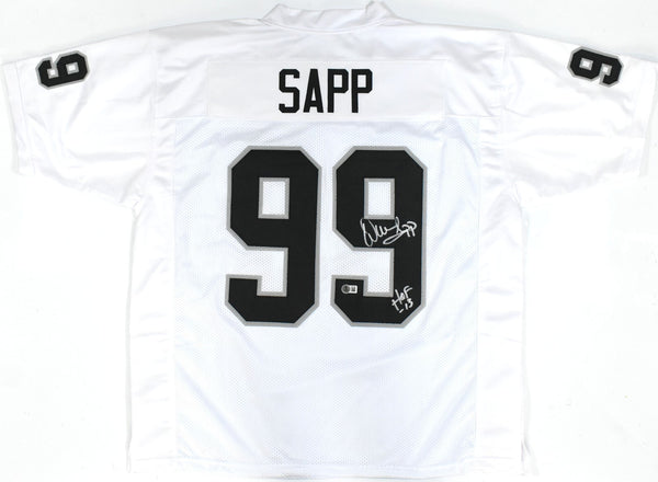 Warren Sapp Autographed White Pro Style Jersey w/HOF- Beckett W Hologram *Silver