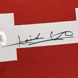 Framed Autographed/Signed Isiah Thomas 35x39 Indiana Red Jersey JSA COA
