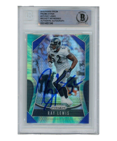 Ray Lewis Autographed/Signed 2019 Prizm Hyper #273 /175 Card Beckett 39408