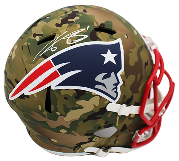 AJ Brown Signed New England Patriots Speed Full Size Camo NFL Helmet