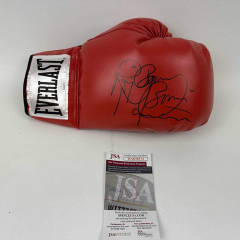 Autographed/Signed Ray Boom Boom Mancini Red Everlast Boxing Glove JSA COA