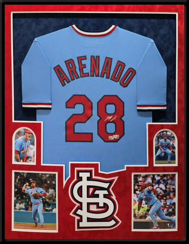 SUEDE FRAMED ST LOUIS CARDINALS NOLAN ARENADO AUTOGRAPHED JERSEY FANATICS HOLO