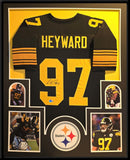 FRAMED PITTSBURGH STEELERS CAM HEYWARD AUTOGRAPHED SIGNED JERSEY BECKETT HOLO