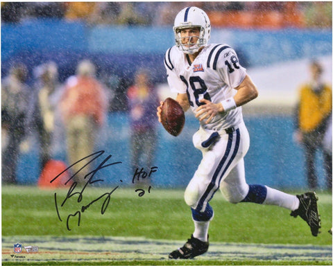 Peyton Manning Indianapolis Colts Signed 16" x 20" Action Photo w/HOF 21" Insc