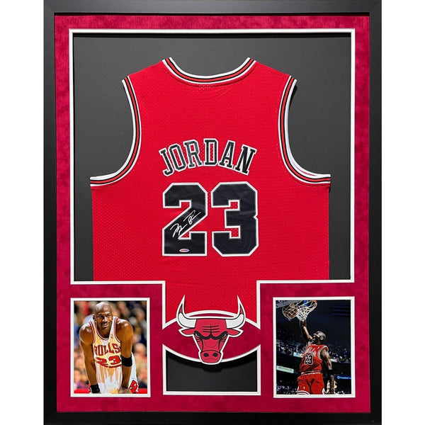 Michael Jordan Autographed Signed Framed Bulls Red Jersey UPPERDECK UDA