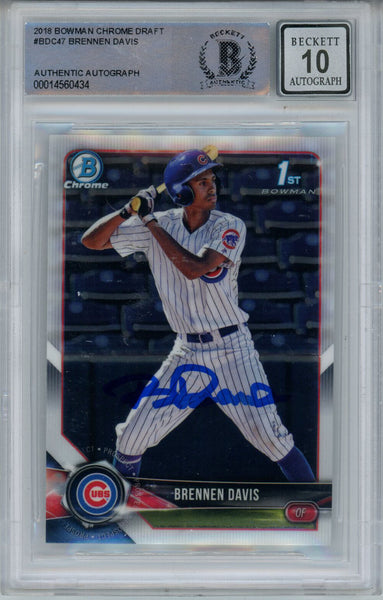 Brennen Davis Signed2018 Bowman Chrome Draft #BDC47 Beckett 10 Slab 41092
