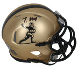 Travis Hunter Autographed Gold Heisman Trophy Logo Speed Mini Helmet Fanatics