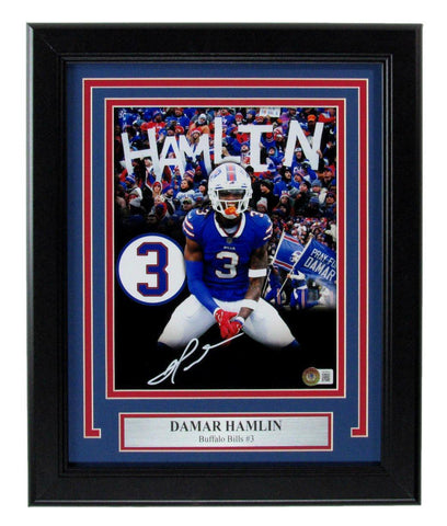 Damar Hamlin Autographed 8x10 Photo Buffalo Bills Framed Beckett 177290