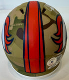 John Elway Autographed Camo Denver Broncos Mini Helmet Beckett COA