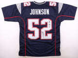 Ted Johnson Signed New England Jersey Inscribed "3xS B Champ!" (JSA) Linebacker