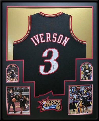 FRAMED PHILADELPHIA 76ERS ALLEN IVERSON AUTOGRAPHED SIGNED JERSEY JSA COA