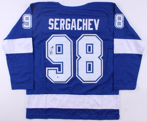 Mikhail Sergachev Signed Lightning Jersey (Beckett COA) Tampa Bay Defenseman