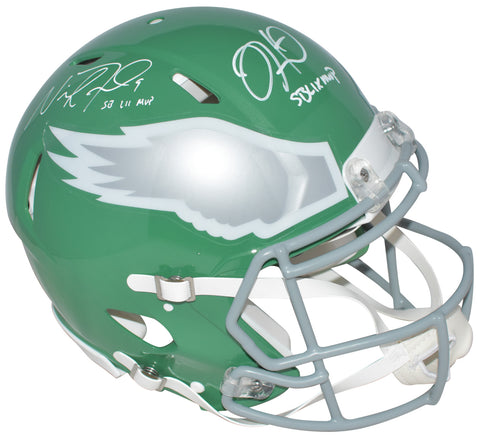 NICK FOLES JALEN HURTS SIGNED PHILADELPHIA EAGLES SB MVP AUTHENTIC SPEED HELMET