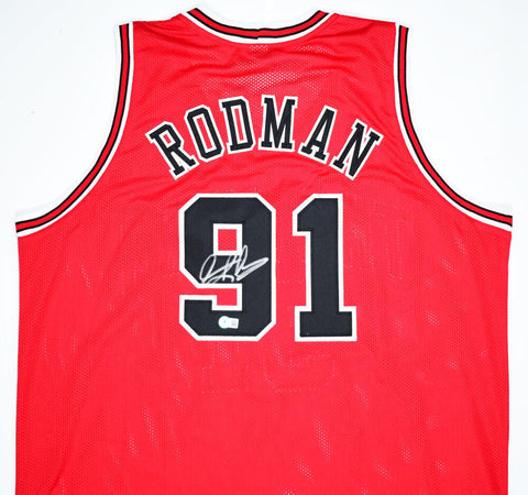 Dennis Rodman Autographed Red Jersey - Beckett W Hologram *Silver