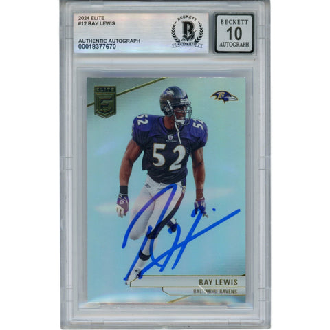 Ray Lewis Autographed 2024 Donruss Elite #12 Trading Card Beckett 52977