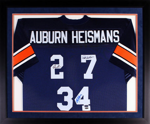 CAM NEWTON BO JACKSON PAT SULLIVAN SIGNED AUBURN TIGERS HEISMANS FRAMED JERSEY