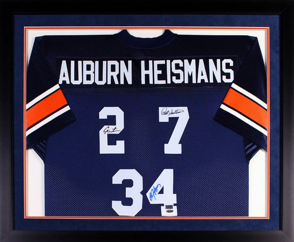 CAM NEWTON BO JACKSON PAT SULLIVAN SIGNED AUBURN TIGERS HEISMANS FRAMED JERSEY
