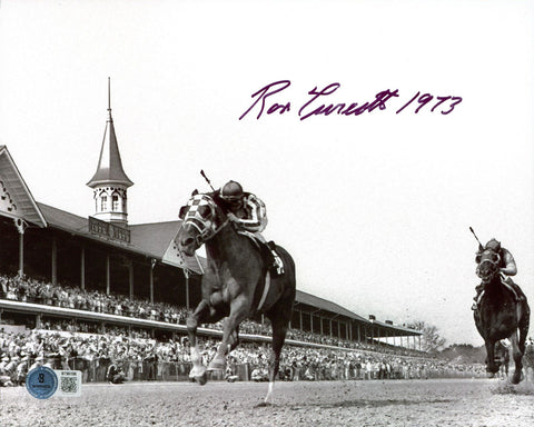 Ron Turcotte "1973" Signed 8x10 Secretariat Belmont Stakes B&W Photo BAS 1