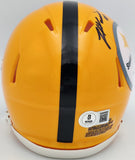 JAMES HARRISON AUTOGRAPHED STEELERS THROWBACK GOLD MINI HELMET BECKETT 241384