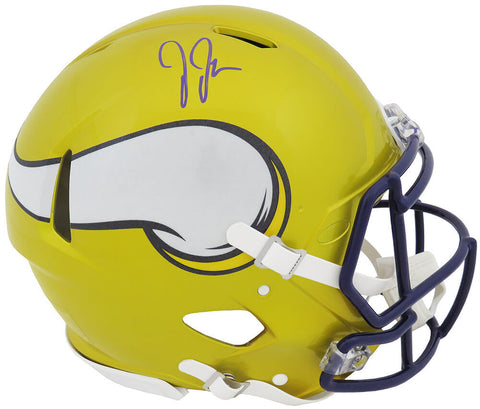 Justin Jefferson Signed Vikings FLASH Riddell ProLine Auth Speed Helmet (SS COA)
