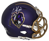 Ed Reed Autographed Baltimore Ravens 2024 Alternate Mini Speed Helmet Beckett