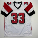 Autographed/Signed Michael Turner Atlanta White Football Jersey Beckett BAS COA
