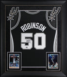 Spurs David Robinson Signed Black 98-99 M&N Swingman HWC Framed Jersey Fanatics