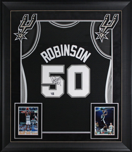 Spurs David Robinson Signed Black 98-99 M&N Swingman HWC Framed Jersey Fanatics