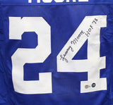 Lenny Moore Autographed/Signed Pro Style Blue HOF Jersey Beckett 41022