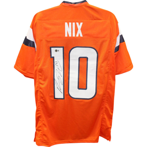 Bo Nix Autographed/Signed Pro Style sz XL Orange Jersey Beckett Witness 44980