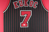 TONY KUKOC (Bulls black pin TOWER) Signed Autographed Framed Jersey JSA