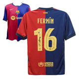 Fermin Lopez Signed Barcelona Home Soccer Jersey #16 with Beckett COA